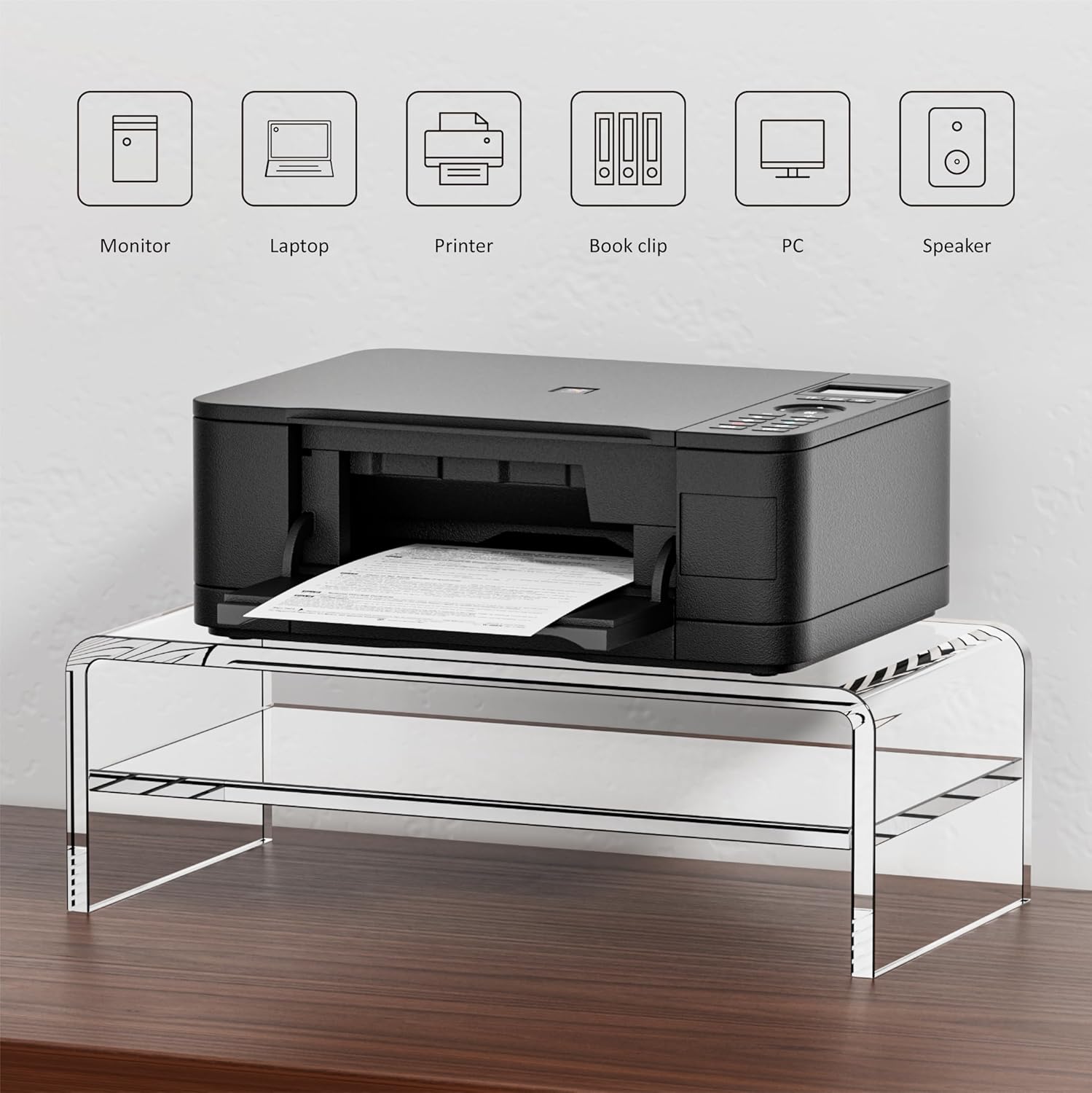 Clear Acrylic Monitor Stand Riser 2 Tier, 5.12 Inches High Clear Computer Desk Organizer Shelf for Multi Media PC Storage Laptop - Image 5