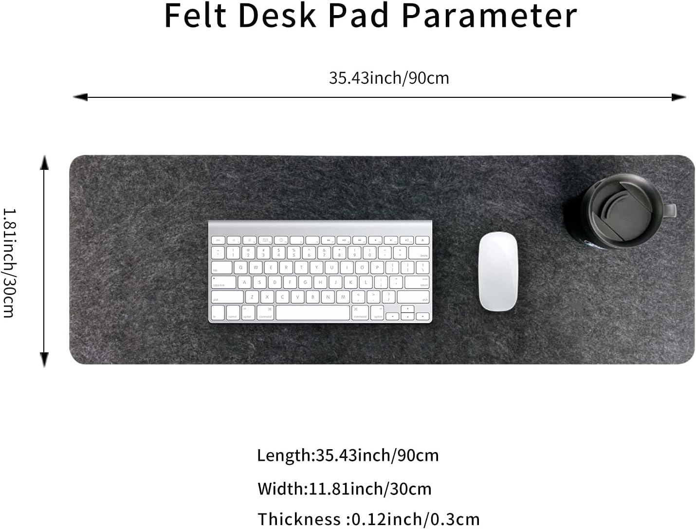 Felt Desk Mat | Computer Mat for Desk(36x12Inches) | Large Felt Mouse Pad and Keyboard Mat | Desk Protector for Office | Dark Gray - Image 2