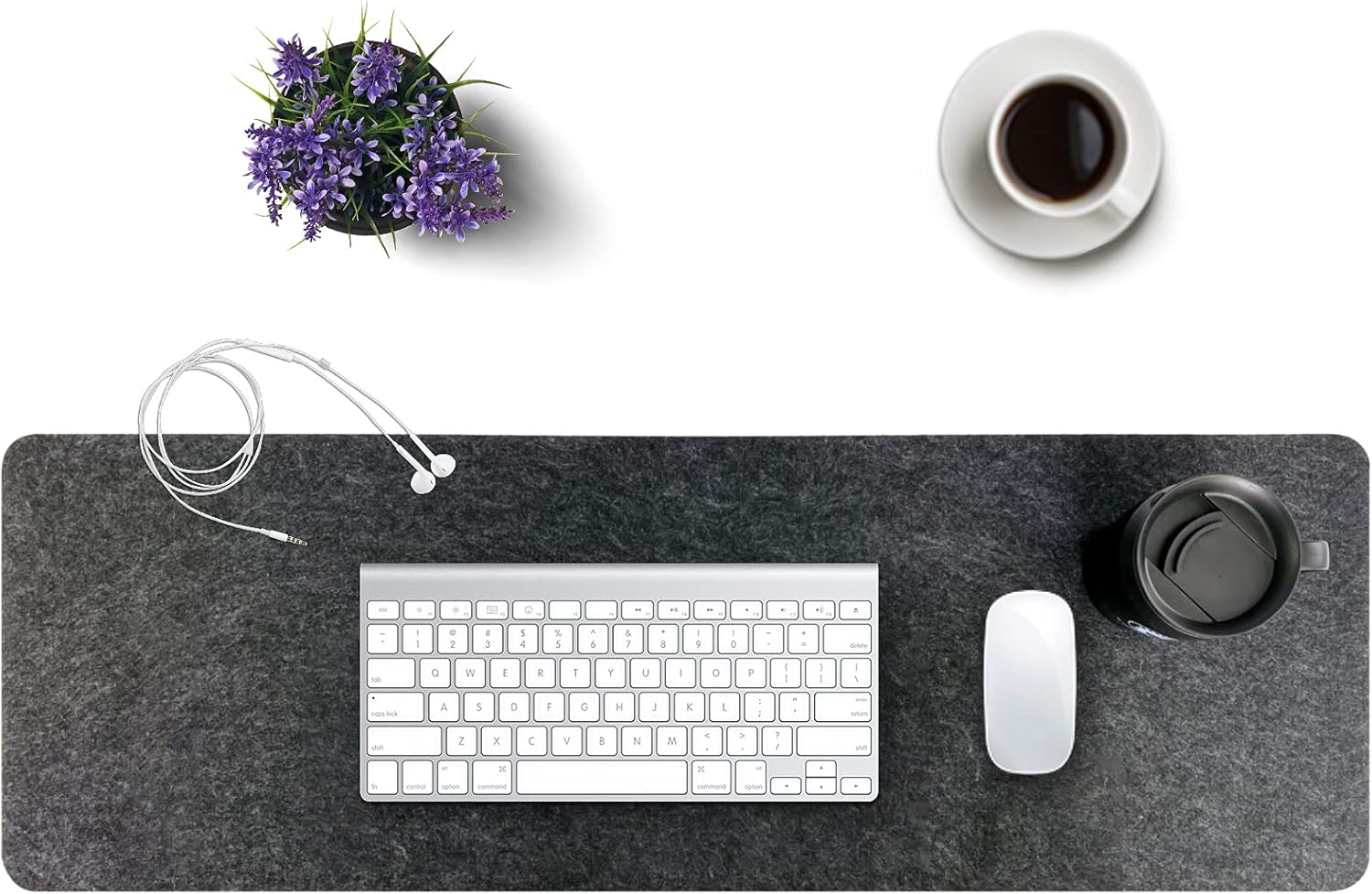 Felt Desk Mat | Computer Mat for Desk(36x12Inches) | Large Felt Mouse Pad and Keyboard Mat | Desk Protector for Office | Dark Gray - Image 3