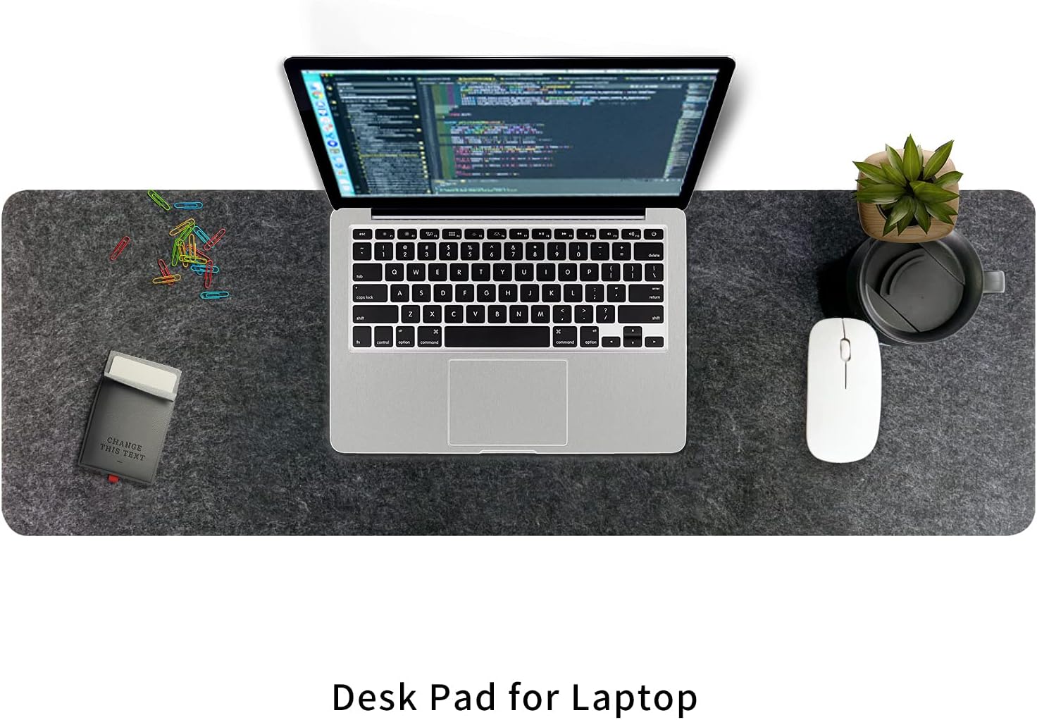 Felt Desk Mat | Computer Mat for Desk(36x12Inches) | Large Felt Mouse Pad and Keyboard Mat | Desk Protector for Office | Dark Gray - Image 9