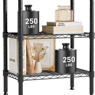 OLIXIS 3 Tier Storage Shelves, Metal Wire Rack Shelving Unit, Adjustable Heavy Duty Standing Shelf Organizer for Closet Bathroom Kitchen Garage Laundry Pantry, 13.8" D x 23.6" W x 30" H