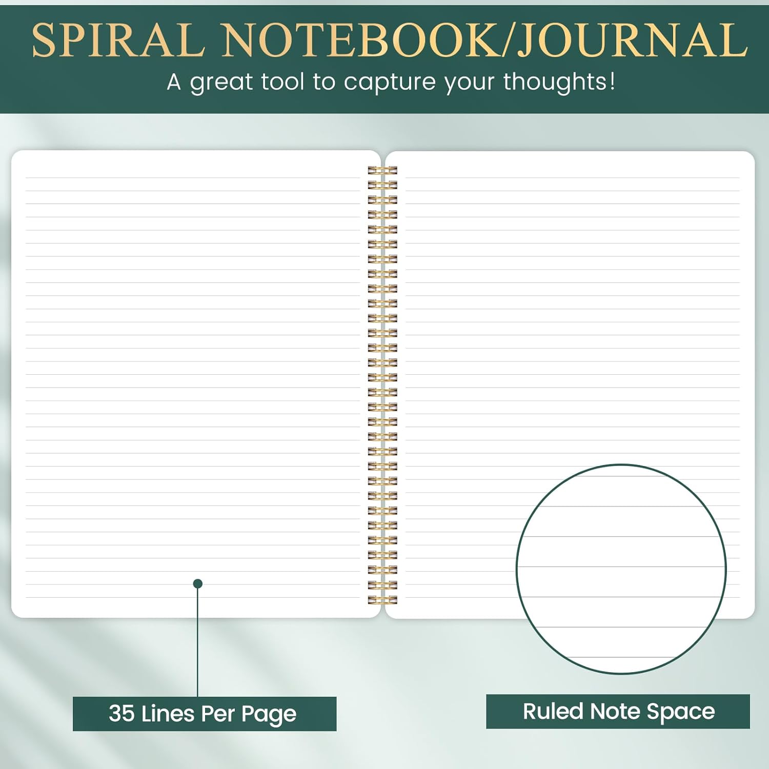 Spiral Notebook/Journal - Notebook, 8.5" x 11", Notebooks Journal for Work, 160 Pages, Journals for Women, Notebooks College Ruled Journals for Writing, with Premium Paper & Back Pocket, Moon Design - Image 4