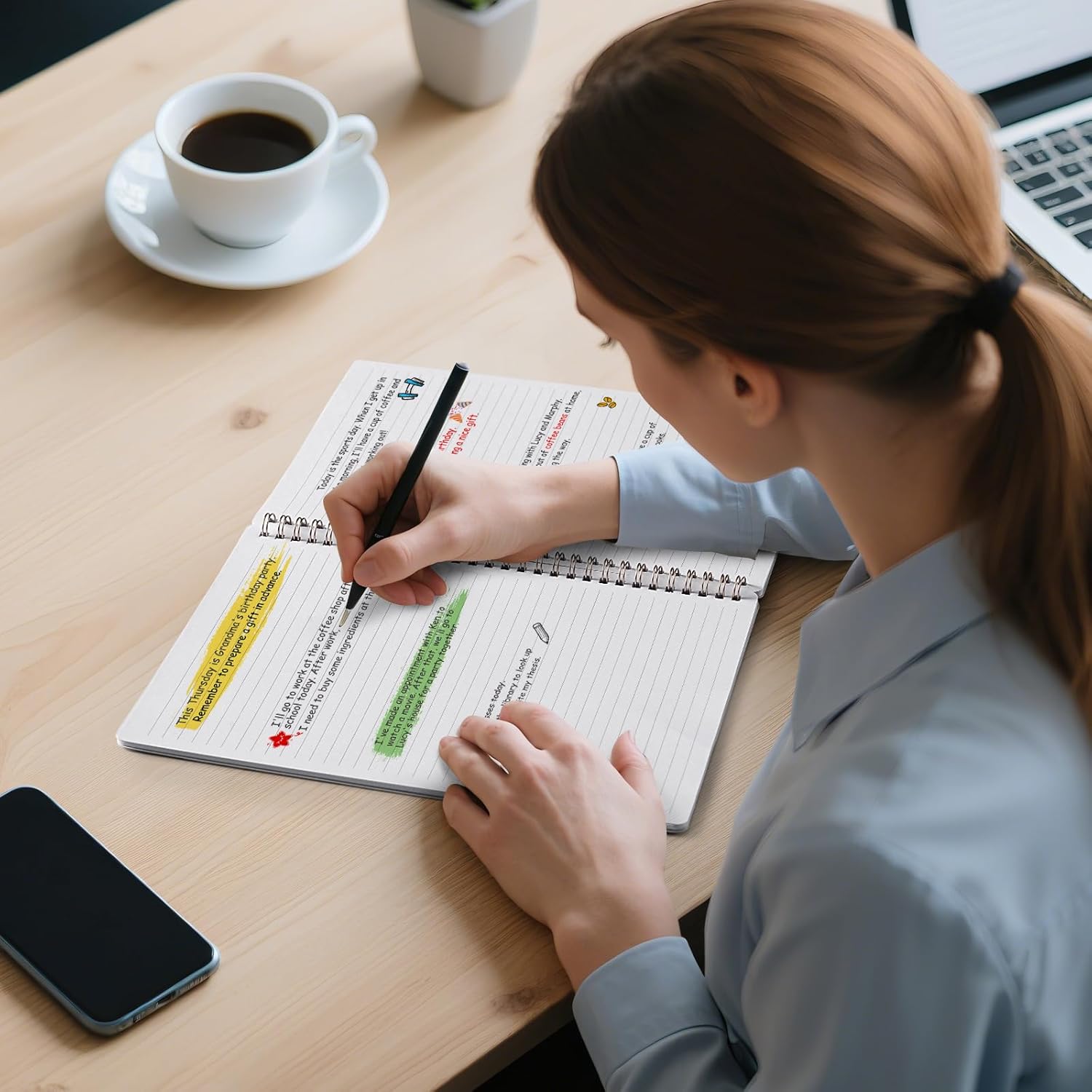 Spiral Notebook/Journal - Notebook, 8.5" x 11", Notebooks Journal for Work, 160 Pages, Journals for Women, Notebooks College Ruled Journals for Writing, with Premium Paper & Back Pocket, Moon Design - Image 9