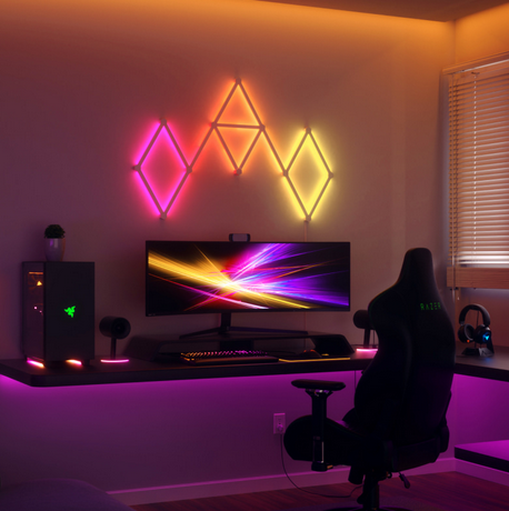 Nanoleaf Shapes RGB modular wall lights for gaming room